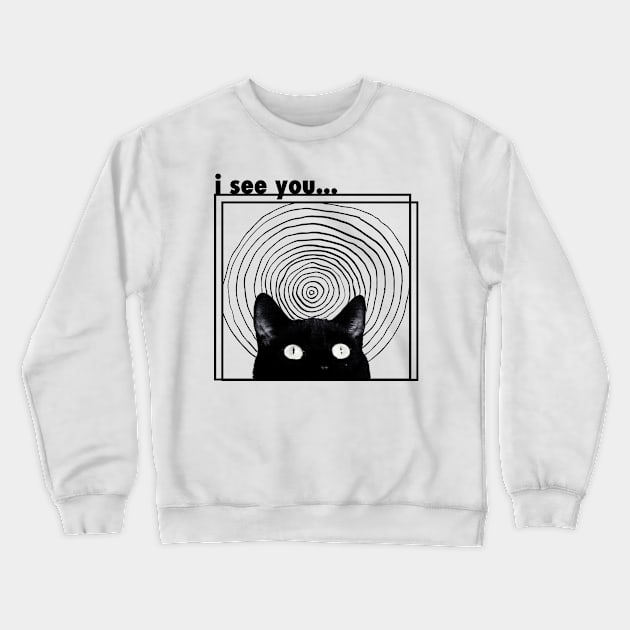 Black Cat Crewneck Sweatshirt by psninetynine